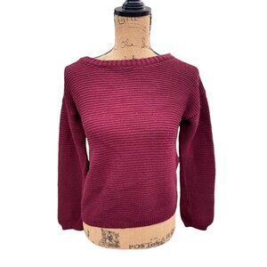 🍒 2/$20 🍒 Maroon Sweater Heavy Knit Stitch Cropped sz  Small